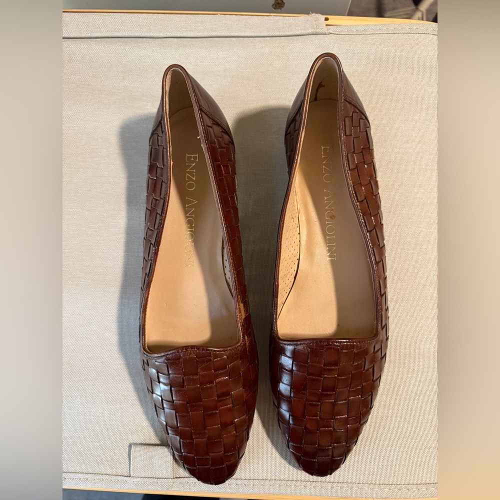 Enzo Angiolini Brown Woven Loafers